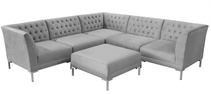 Gray Chesterfield Sofas Luxury Furniture New Corner Sofa Stool Gray Big Textile Fabric