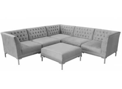 Gray Chesterfield Sofas Luxury Furniture New Corner Sofa Stool Gray Big Textile Fabric