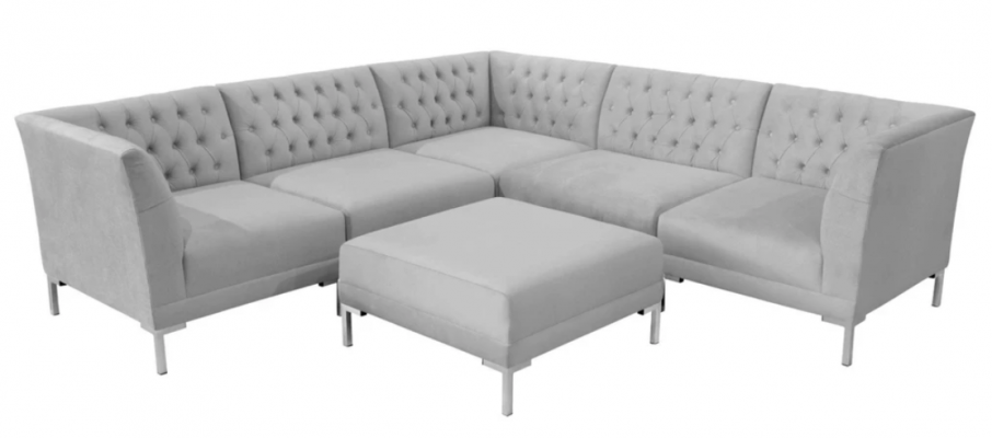 Corner sofa stool gray big textile fabric Chesterfield sofas furniture footstool sofas
