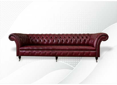 Red Large Sofa Couch Chesterfield 265cm XXL Upholstered Sofas 4-Seater Leather Fabric New