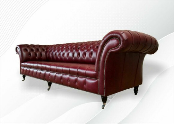 Red Large Sofa Couch Chesterfield 265cm XXL Upholstered Sofas 4-Seater Leather Fabric New