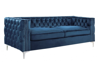 Blue living room velvet couch sofa cushions couches three-seater luxury furniture fabric