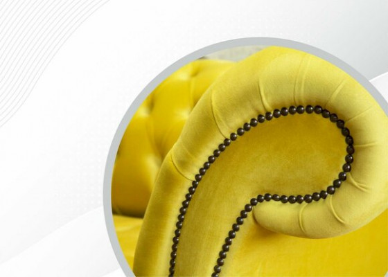 Yellow Sofa 4-Seater Couch Chesterfield Upholstery Seat Set Leather Textile Yellow