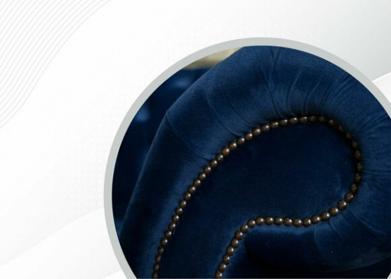 Design sofa 4-seater couch textile upholstery blue classic sofas Chesterfield new