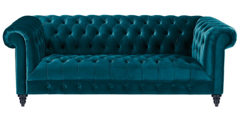 Chesterfield Turkish Velvet Couch Luxury Upholstered Furniture Sofa with Buttons Three-Seater