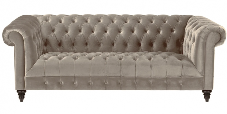 Beige velvet couch luxury upholstery chesterfield furniture sofa with buttons three-seater