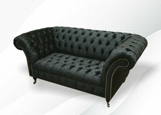 Chesterfield Velvet Club Couch Upholstery 2-Seater Design Fabric Sofas Couches