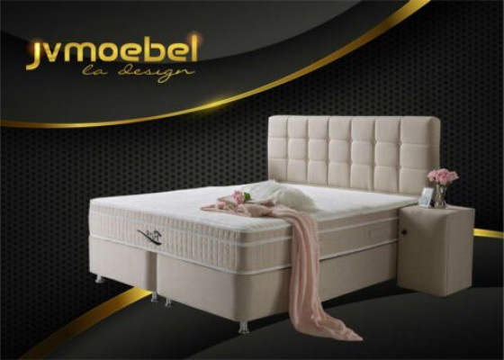 Noble Box Spring Bed 3-Piece Set Nightstand Beds Furniture Luxury Bedroom