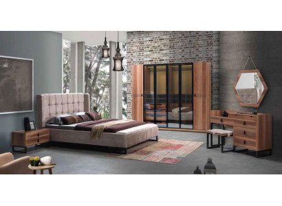 Bedroom Set 5-piece Luxury Bed 2x Nightstand Dresser Wardrobe Wood New