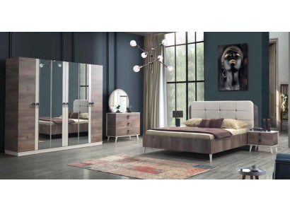 Complete bedroom bed bench dressing table wardrobe bedside table 5-piece set.