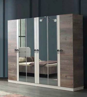 Complete bedroom bed bench dressing table wardrobe bedside table 5-piece set.