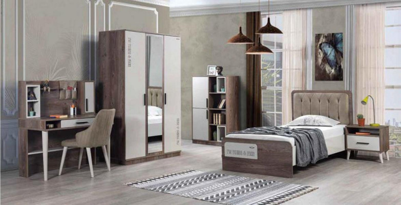Children's room set bedroom wardrobe bed nightstand table 5-piece set.