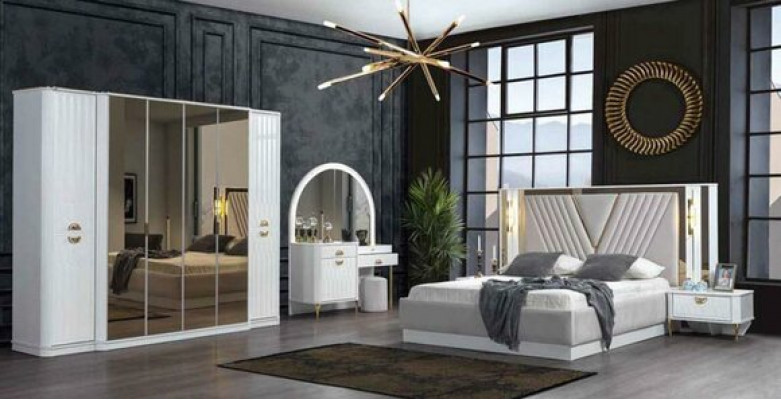 Wardrobe mirror wooden furniture cabinets Italy for bedroom