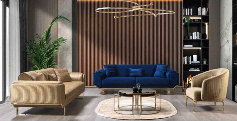 Luxury three-seater sofa couch modern couches textile fabric sofas 234cm