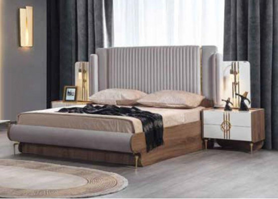 Modern bed luxurious design upholstered bed frame made of genuine