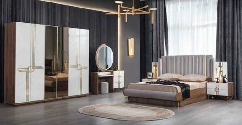 Modern bed luxurious design upholstered bed frame made of genuine