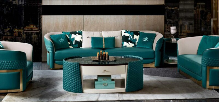 Chesterfield sofa set upholstered sofa couch 3+1 set leather textile fabric