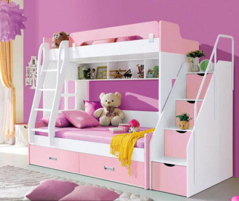 Youth bed beds pink children's bed bunk bed wooden furniture wood new