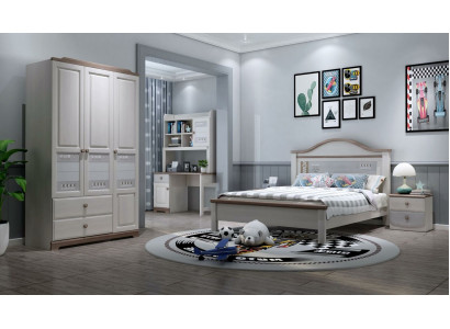 Bedroom youth children's room set modern wardrobe bedside table table new 5-piece set.
