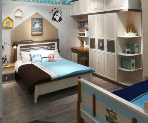 Bedroom complete set bed nightstand dresser 6-piece design wood furniture sets