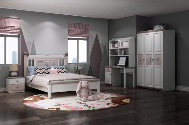 Complete youth room children's room set bed wardrobe dresser white 5-piece new
