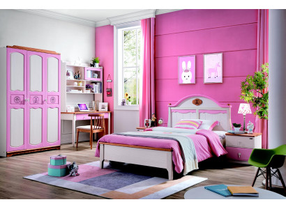 Modern closet dresser table wood 5-piece bedroom youth children's room set
