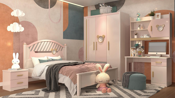 Children's Room Youth Room Bedroom Furniture Complete Set Nightstand New 4-piece