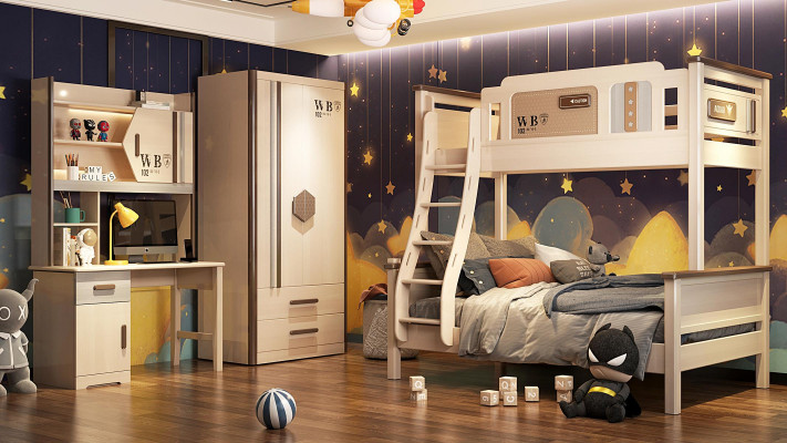 Bedroom youth children's room set modern wardrobe dresser table new 2-piece.