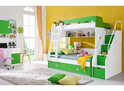 Youth bed desk wardrobe green NEW youth room children's room complete set