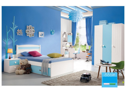 Children's complete set youth room bed chest of drawers wardrobe table office 4-piece furniture