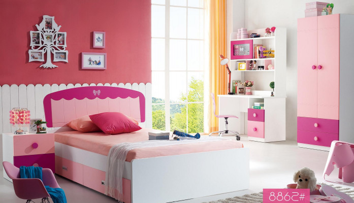 Set Table Bed Wardrobe Dresser 4-piece Complete Youth Room Children's Room