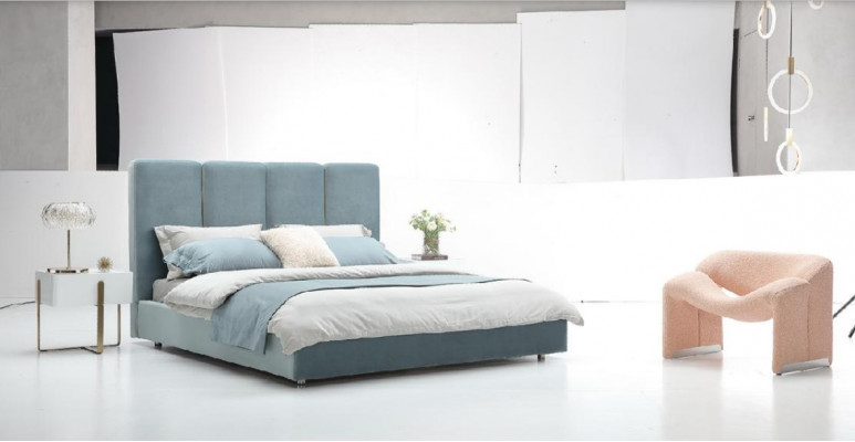 3-piece bedroom set: bed, 2 bedside tables, upholstered double bed hotel