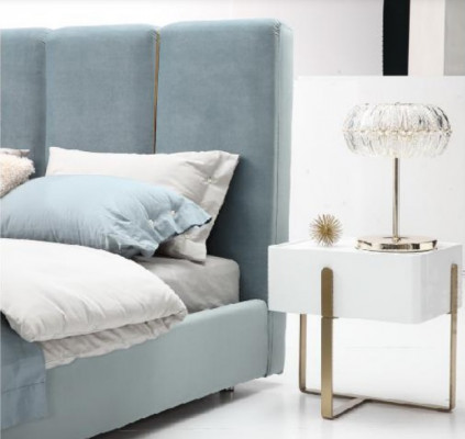3-piece bedroom set: bed, 2 bedside tables, upholstered double bed hotel