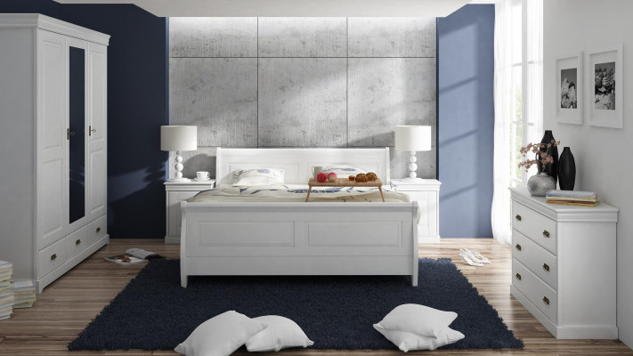 Furniture Bedroom Set Design Bed 2x Nightstand Dresser Wardrobe New 5-piece set