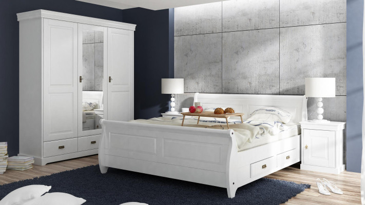 Bedroom set bed nightstand wardrobe hotel beds wood design 4-piece set.