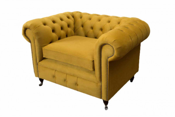 Chair Design Relax Textile Lounge Luxury Yellow Upholstery Seat Chesterfield