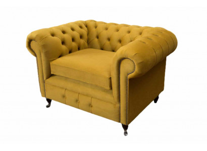 Chair Design Relax Textile Lounge Luxury Yellow Upholstery Seat Chesterfield