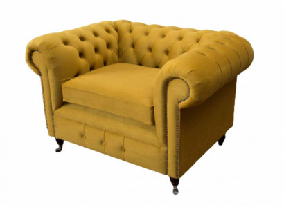 Chair Design Relax Textile Lounge Luxury Yellow Upholstery Seat Chesterfield