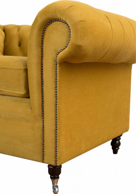 Chair Design Relax Textile Lounge Luxury Yellow Upholstery Seat Chesterfield