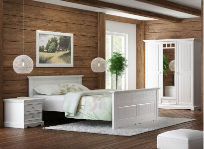 Designer bedroom bed with 2 bedside tables, wardrobe set, new, 180x200cm, 4-piece set