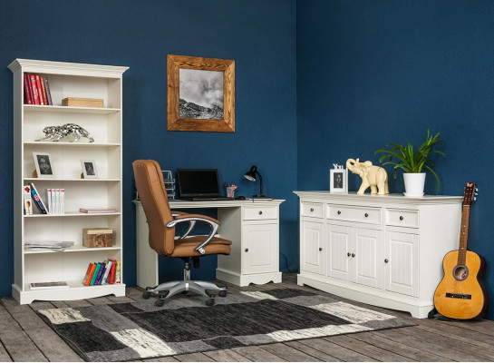 Office set 3-piece furniture desk table dresser cabinet shelf complete