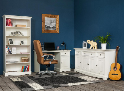 Office set 3-piece furniture desk table dresser cabinet shelf complete