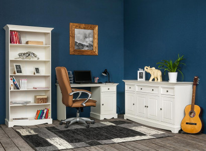 Office set 3-piece furniture desk table dresser cabinet shelf complete
