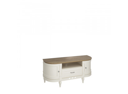Elegant white TV cabinet made of natural wood: Functionality and style for your interior
