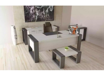 Gray office furniture desk file cabinet dresser coffee table 3-piece set