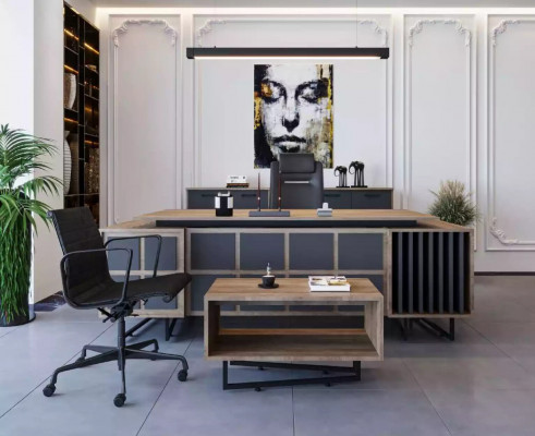 Modern designer furniture set for an executive office with 3 elements