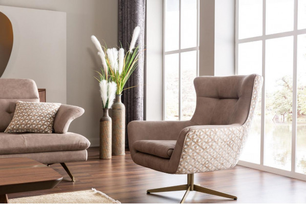 Modern armchair wingback luxury cocktail chair beige faux leather new