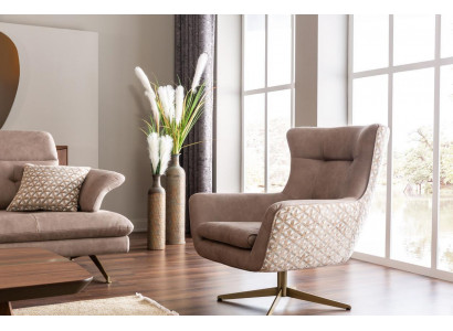 Modern armchair wingback luxury cocktail chair beige faux leather new