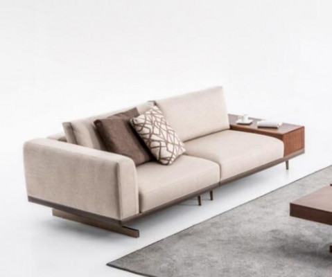 Beige Modern Two-Seater Luxury Couch Sofa Living Room Furniture Sofas Fabric