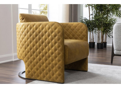 Armchair Wingback Armchair Cocktail Chair Seat Modern Faux Leather Yellow Design
